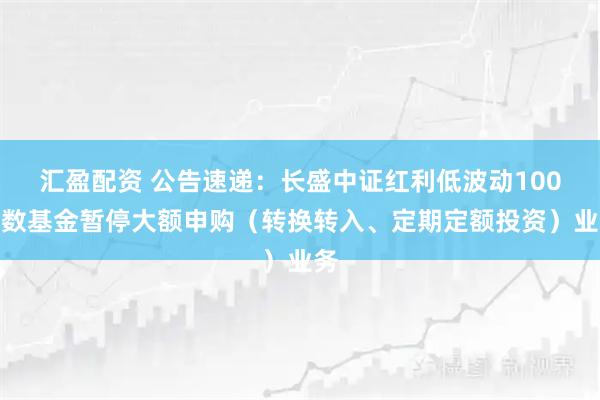 汇盈配资 公告速递：长盛中证红利低波动100指数基金暂停大额申购（转换转入、定期定额投资）业务
